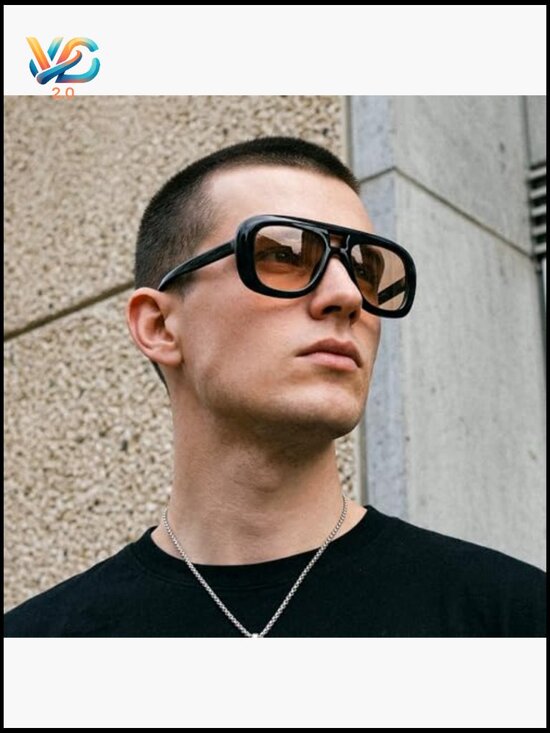 Oversized Square Aviator Sunglasses Retro Pilot Thick Frame Unisex UV400 main image 6